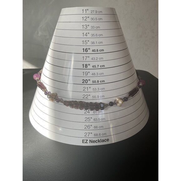 Purple Sea Beaded Faux Pearl Cluster Necklace With Hook Clasp - Picture 2 of 4